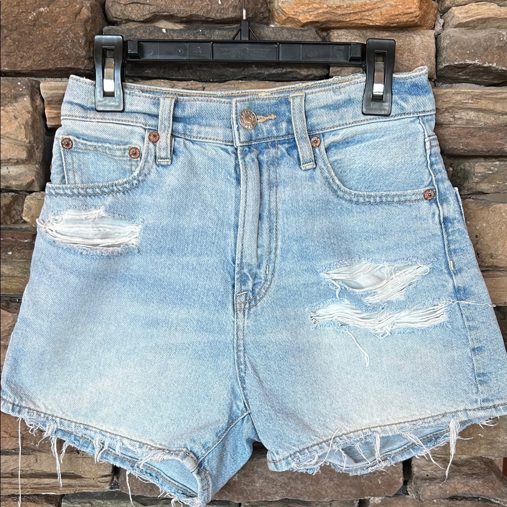 American Eagle Outfitters Light Wash Distressed Jean Shorts